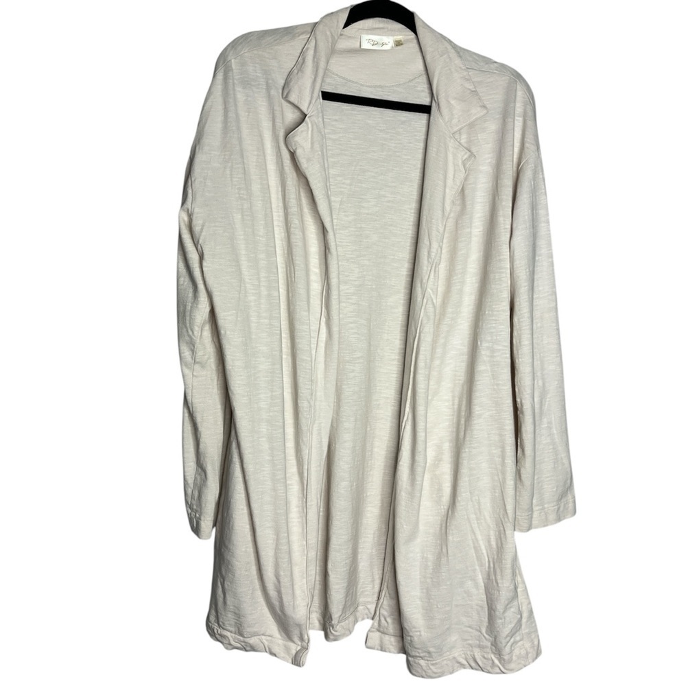 RD Style Cream Open-Front Long Cardigan with Pockets, 100% cotton, sz M